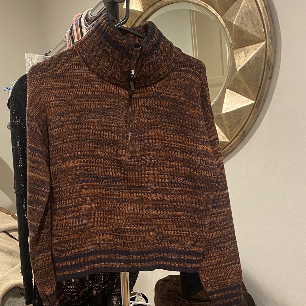 John + Jenn Multitone Brown Cowl Neck Sweater